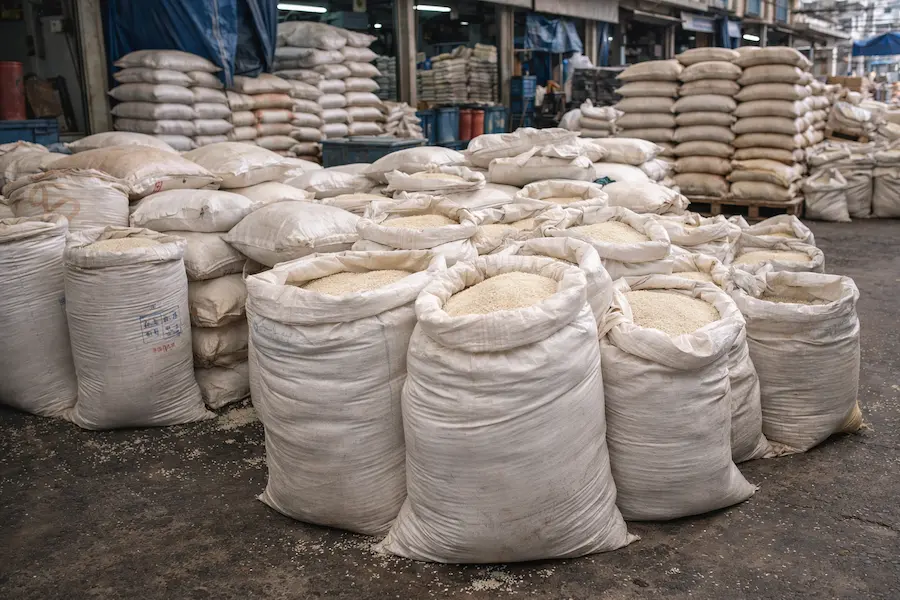 costal de arroz en central de abastos, para empacadora el fresno